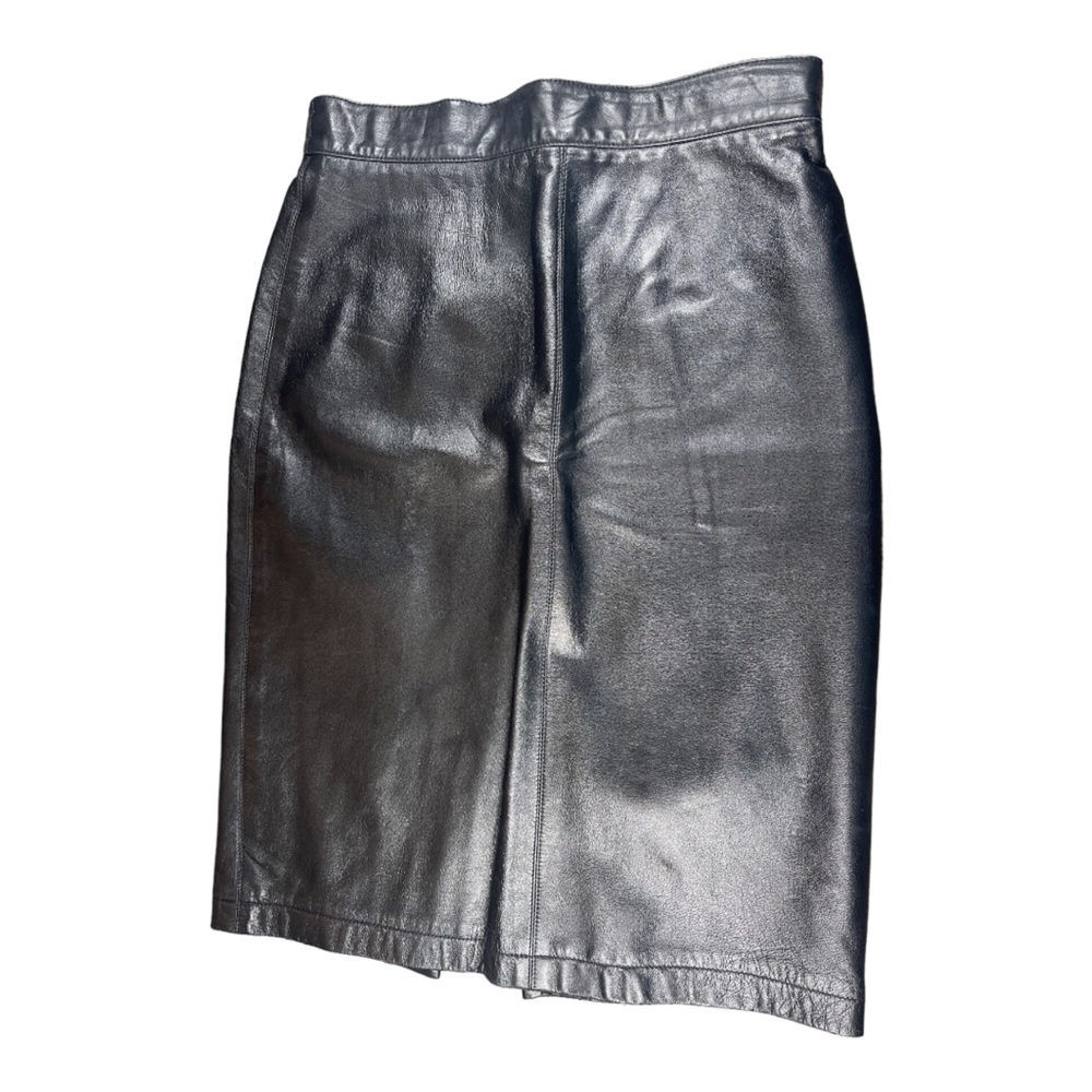Saks Fifth Avenue black leather pencil skirt 12